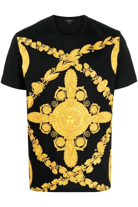 versace black t-shirt dress|Versace shirt black and gold.